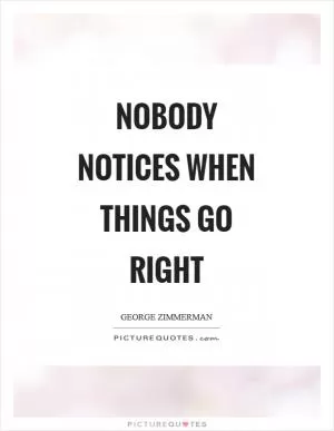 Nobody notices when things go right Picture Quote #1