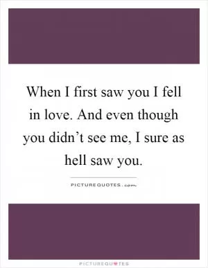 When I first saw you I fell in love. And even though you didn’t see me, I sure as hell saw you Picture Quote #1