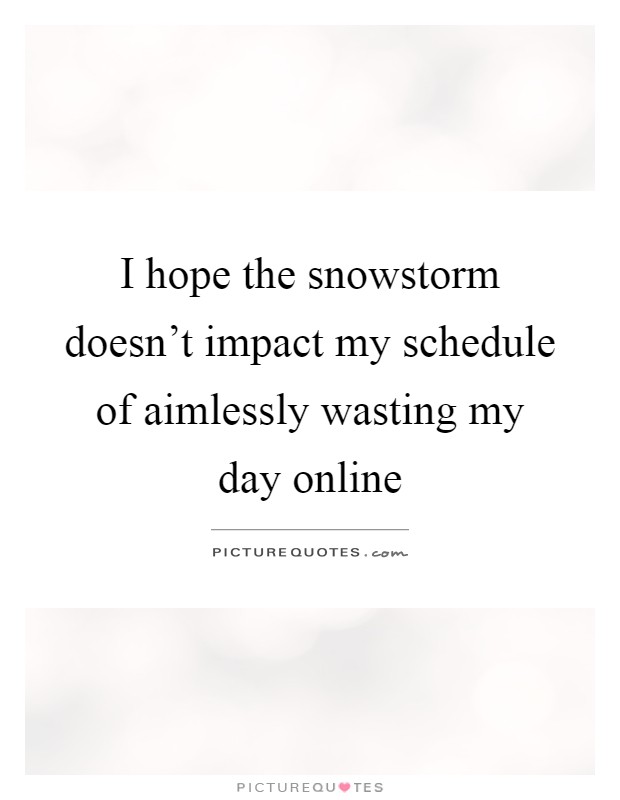 I hope the snowstorm doesn't impact my schedule of aimlessly wasting my day online Picture Quote #1
