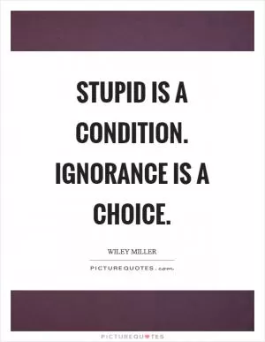 Stupid is a condition. Ignorance is a choice Picture Quote #1