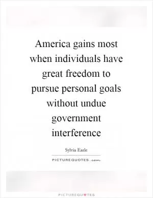 America gains most when individuals have great freedom to pursue personal goals without undue government interference Picture Quote #1