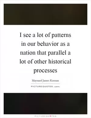 I see a lot of patterns in our behavior as a nation that parallel a lot of other historical processes Picture Quote #1