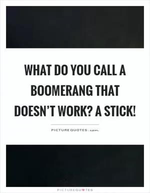 What do you call a boomerang that doesn’t work? A stick! Picture Quote #1