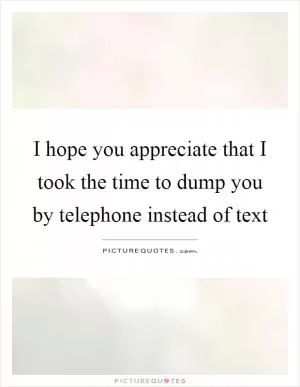 I hope you appreciate that I took the time to dump you by telephone instead of text Picture Quote #1