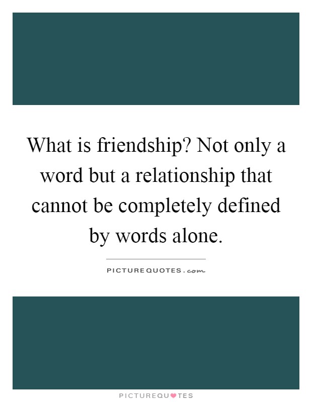 What is friendship? Not only a word but a relationship that cannot be completely defined by words alone Picture Quote #1