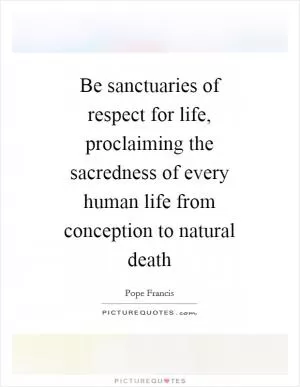 Be sanctuaries of respect for life, proclaiming the sacredness of every human life from conception to natural death Picture Quote #1