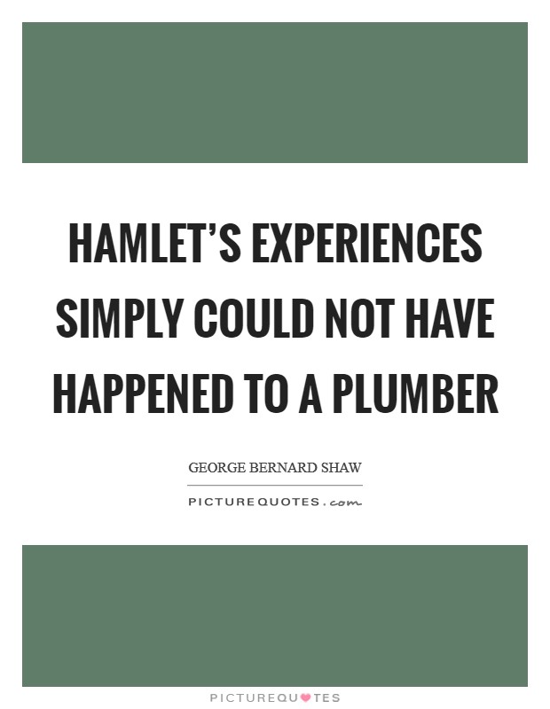 Hamlet's experiences simply could not have happened to a plumber Picture Quote #1