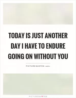Today is just another day I have to endure going on without you Picture Quote #1