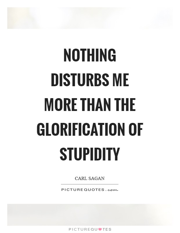 Nothing disturbs me more than the glorification of stupidity Picture Quote #1