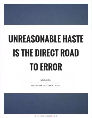 Unreasonable haste is the direct road to error Picture Quote #1