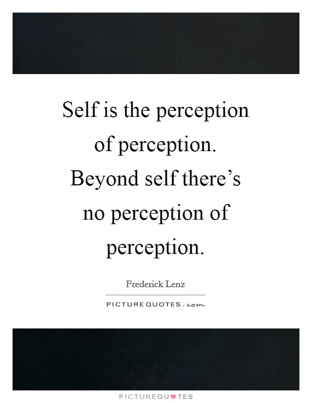 Self is the perception of perception. Beyond self there's no perception of perception Picture Quote #1