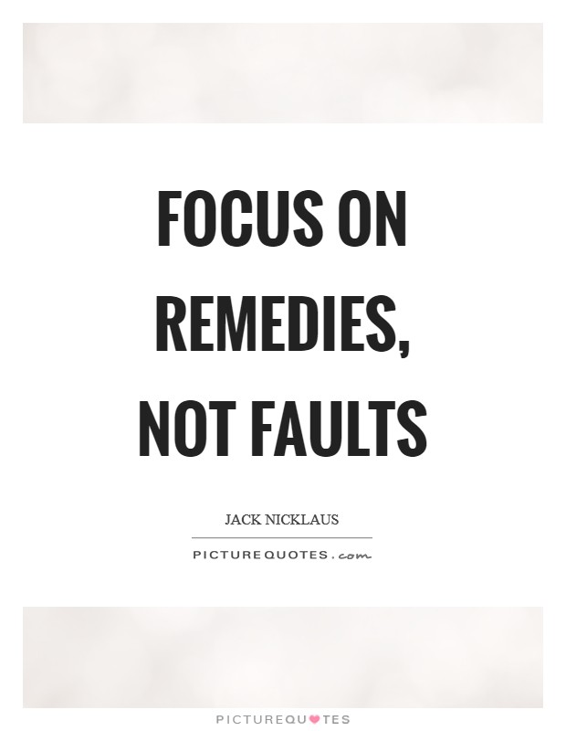 Focus on remedies, not faults Picture Quote #1