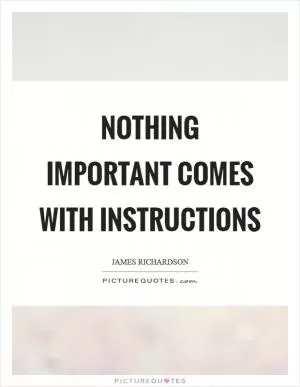 Nothing important comes with instructions Picture Quote #1