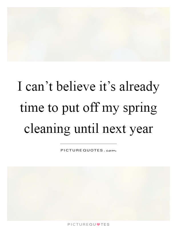 I can't believe it's already time to put off my spring cleaning until next year Picture Quote #1