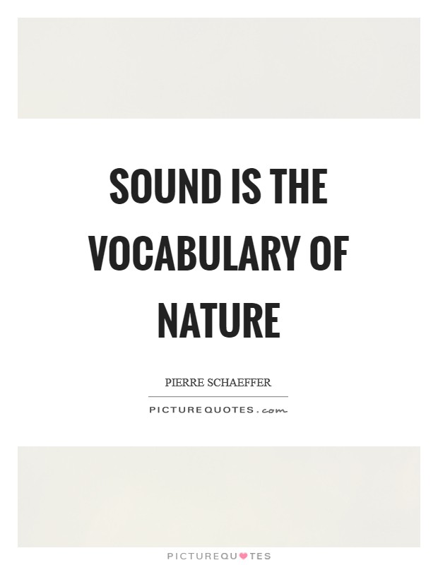 Sound is the vocabulary of nature Picture Quote #1