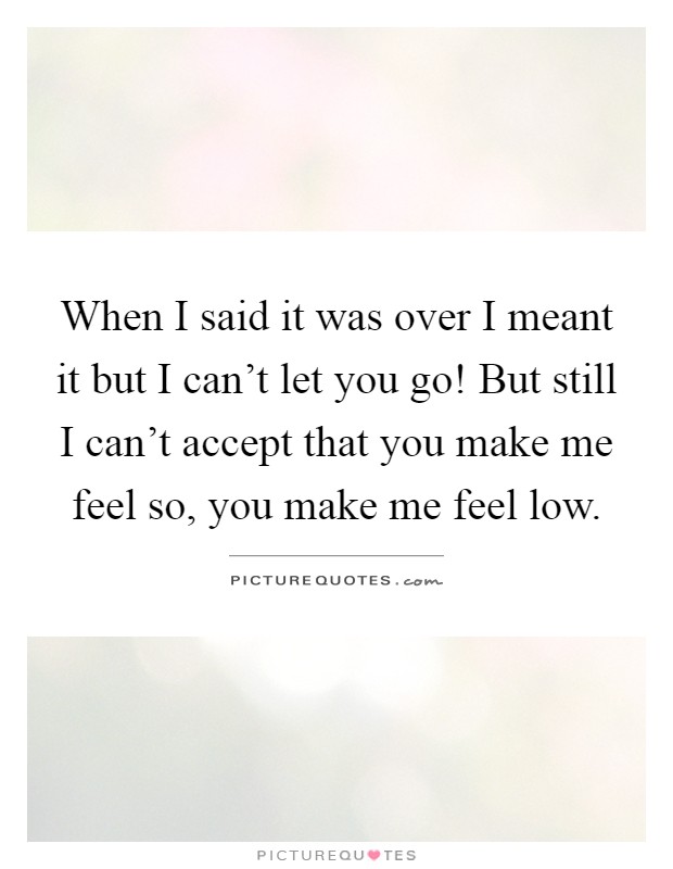 When I said it was over I meant it but I can't let you go! But still I can't accept that you make me feel so, you make me feel low Picture Quote #1