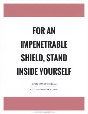 For an impenetrable shield, stand inside yourself Picture Quote #1