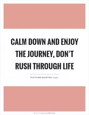 Calm down and enjoy the journey, don’t rush through life Picture Quote #1