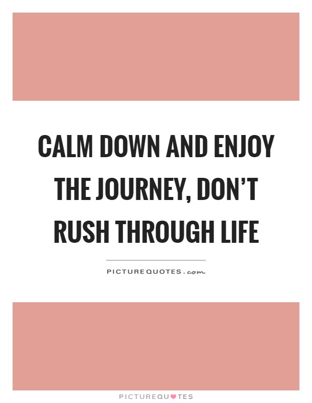 Calm down and enjoy the journey, don't rush through life Picture Quote #1