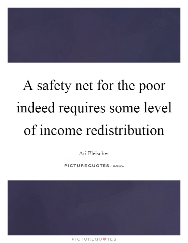 A safety net for the poor indeed requires some level of income redistribution Picture Quote #1