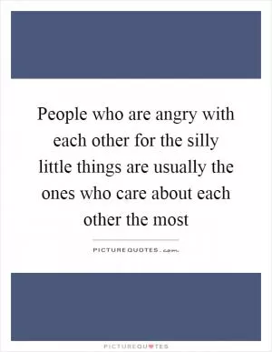 People who are angry with each other for the silly little things are usually the ones who care about each other the most Picture Quote #1