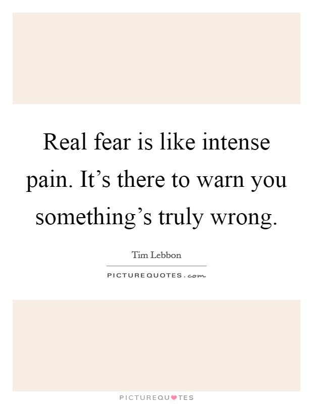Real fear is like intense pain. It's there to warn you something's truly wrong Picture Quote #1