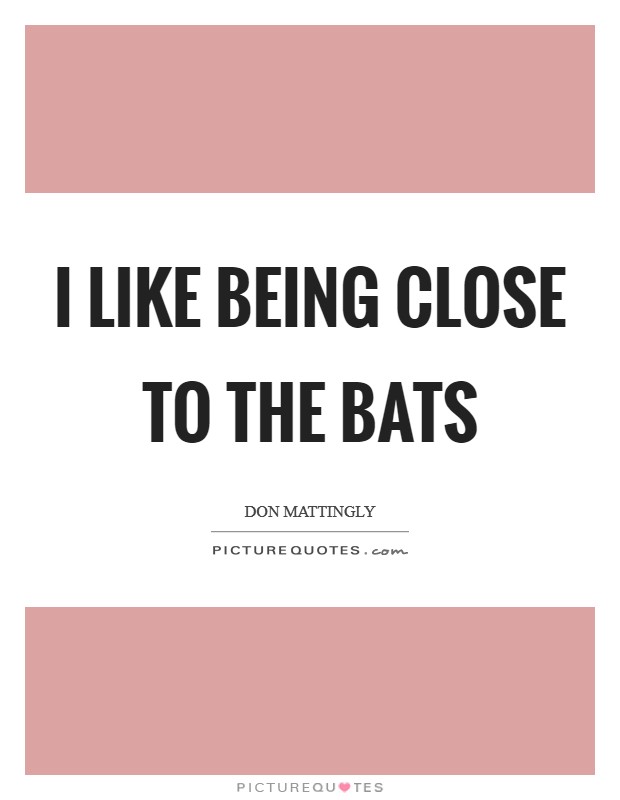 I like being close to the bats Picture Quote #1