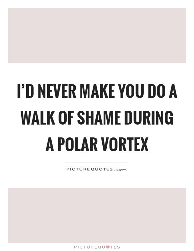 I'd never make you do a walk of shame during a polar vortex Picture Quote #1