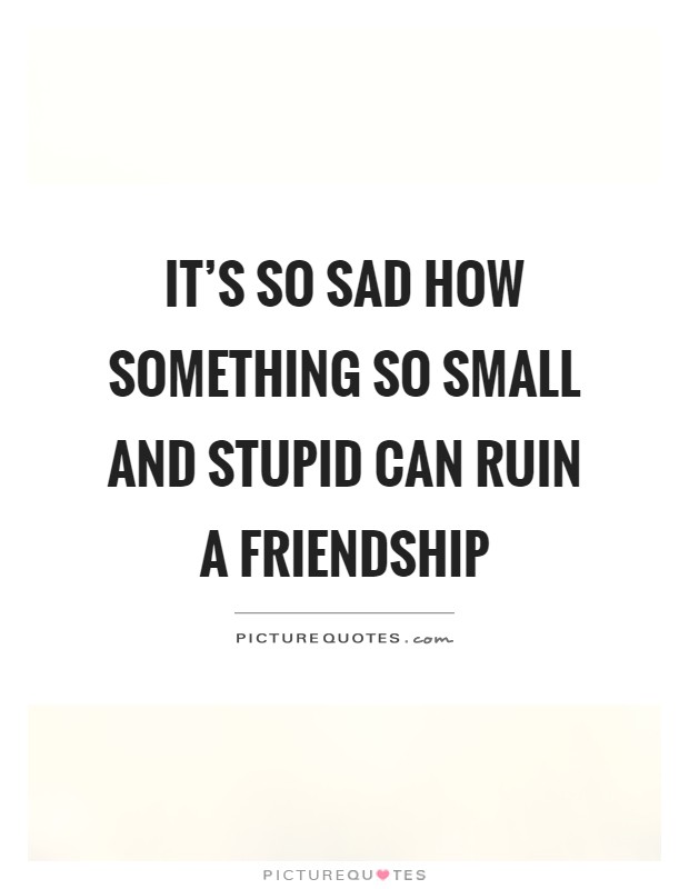 It's so sad how something so small and stupid can ruin a friendship Picture Quote #1