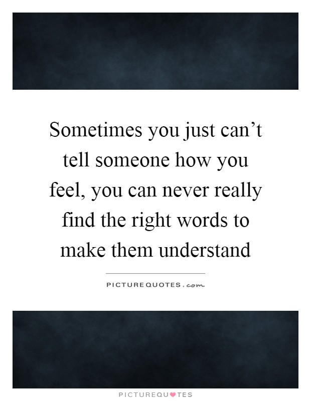 Sometimes you just can't tell someone how you feel, you can never really find the right words to make them understand Picture Quote #1