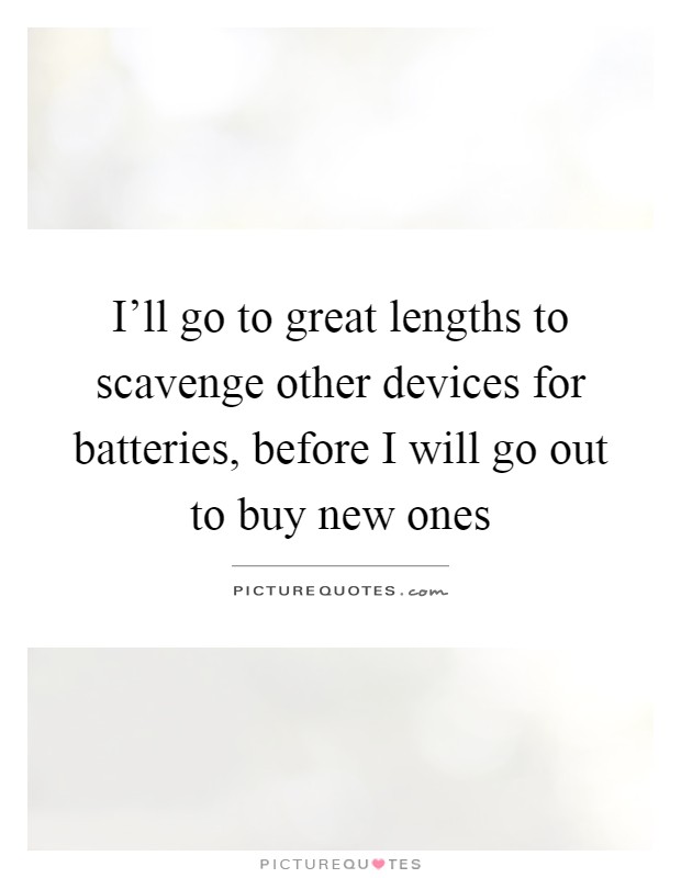 I'll go to great lengths to scavenge other devices for batteries, before I will go out to buy new ones Picture Quote #1