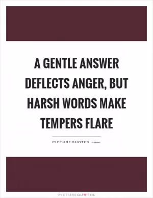 A gentle answer deflects anger, but harsh words make tempers flare Picture Quote #1