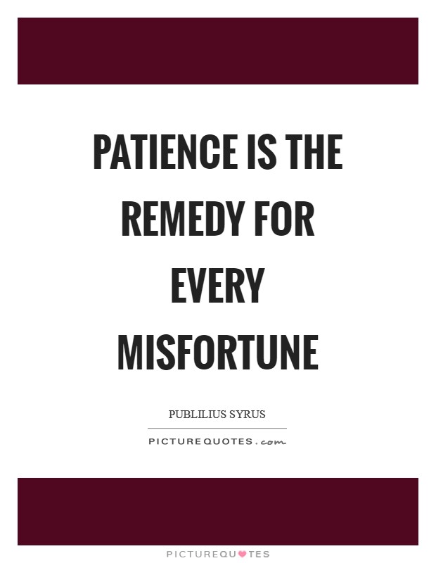 Patience is the remedy for every misfortune Picture Quote #1