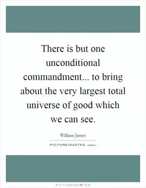 There is but one unconditional commandment... to bring about the very largest total universe of good which we can see Picture Quote #1