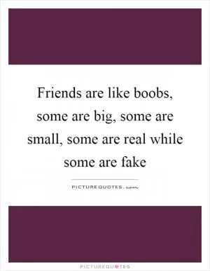 Friends are like boobs, some are big, some are small, some are real while some are fake Picture Quote #1
