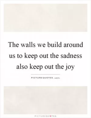 The walls we build around us to keep out the sadness also keep out the joy Picture Quote #1