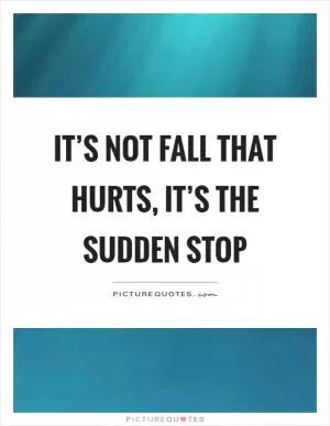 It’s not fall that hurts, it’s the sudden stop Picture Quote #1