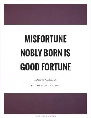 Misfortune nobly born is good fortune Picture Quote #1