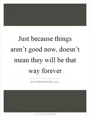 Just because things aren’t good now, doesn’t mean they will be that way forever Picture Quote #1