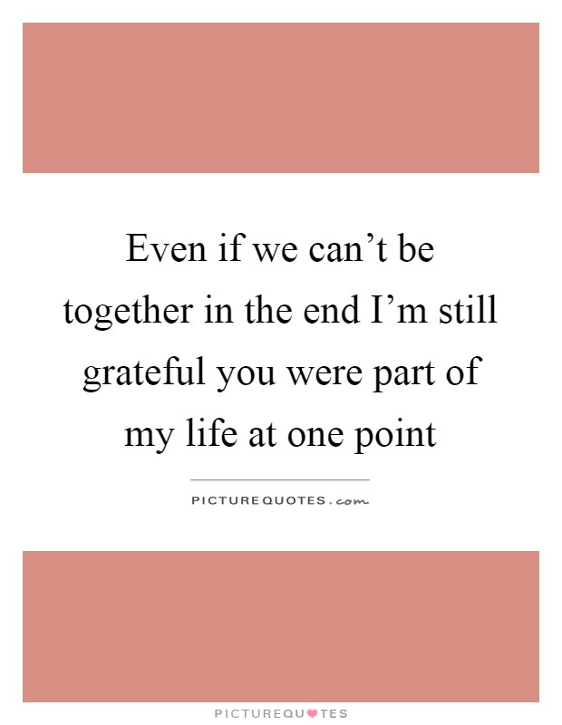 Even if we can't be together in the end I'm still grateful you were part of my life at one point Picture Quote #1