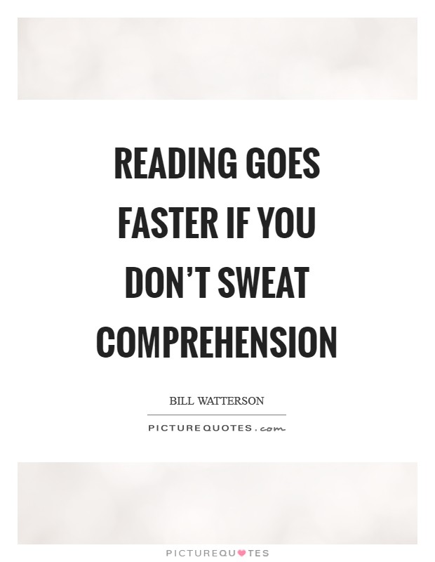 Reading goes faster if you don't sweat comprehension Picture Quote #1