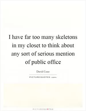 I have far too many skeletons in my closet to think about any sort of serious mention of public office Picture Quote #1