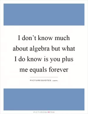 I don’t know much about algebra but what I do know is you plus me equals forever Picture Quote #1