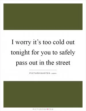 I worry it’s too cold out tonight for you to safely pass out in the street Picture Quote #1