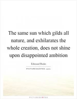 The same sun which gilds all nature, and exhilarates the whole creation, does not shine upon disappointed ambition Picture Quote #1