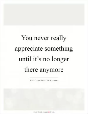 You never really appreciate something until it’s no longer there anymore Picture Quote #1