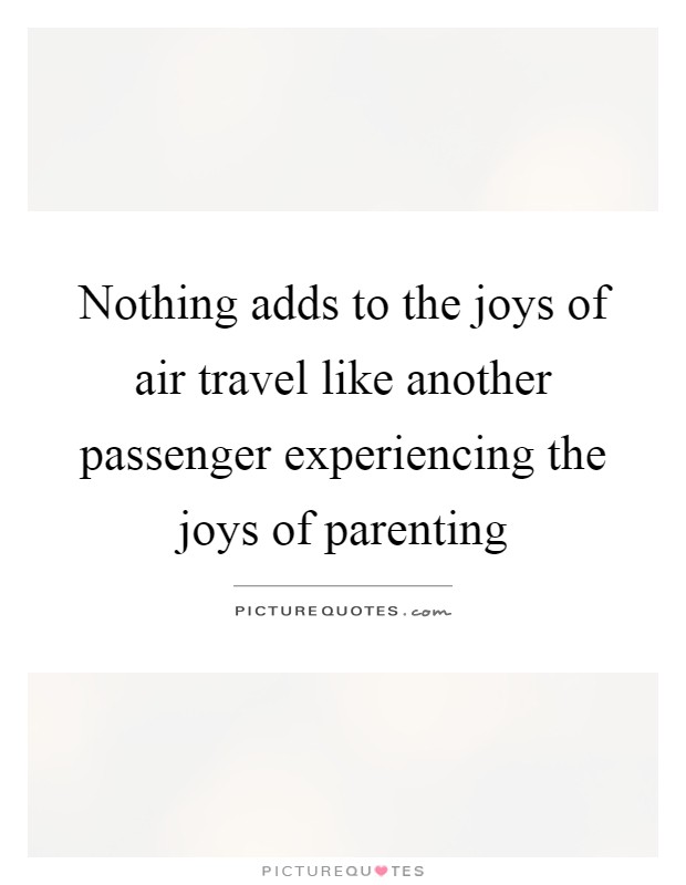 Nothing adds to the joys of air travel like another passenger experiencing the joys of parenting Picture Quote #1