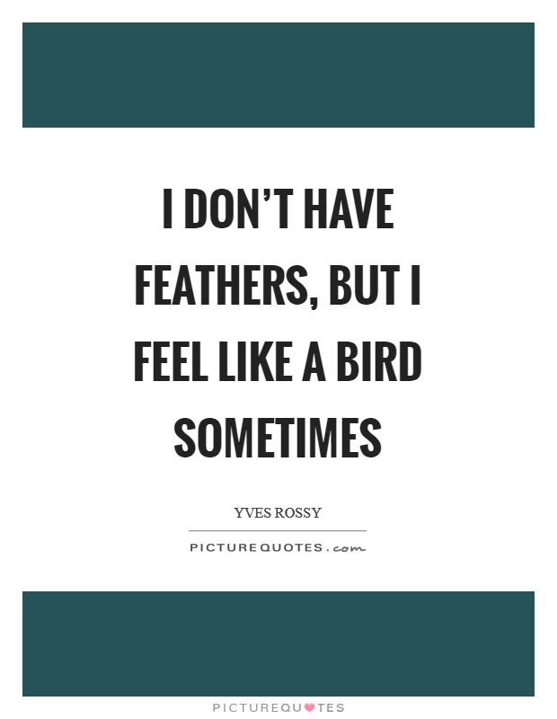 I don't have feathers, but I feel like a bird sometimes Picture Quote #1