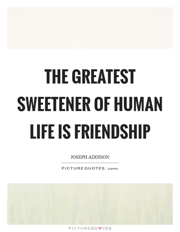 The greatest sweetener of human life is friendship Picture Quote #1