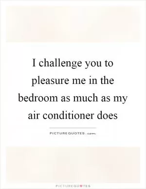 I challenge you to pleasure me in the bedroom as much as my air conditioner does Picture Quote #1